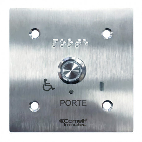 Bouton de sortie pour porte Comelit - Sonore + LED - Inox - 100x100 mm