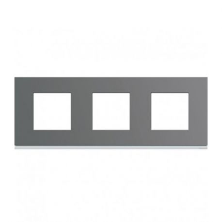 Plaque Hager Gallery - Horizontale - 3 postes - Taupe - Entraxe 71mm