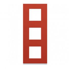 Plaque Hager Gallery - Verticale - 3 postes - Rouge églantine - Entraxe 71mm