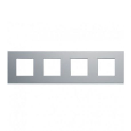 Plaque Hager Gallery - Horizontale - 4 postes - Titane - Entraxe 71mm