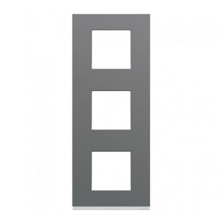 Plaque Hager Gallery - Verticale - 3 postes - Taupe - Entraxe 71mm