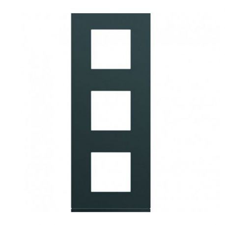 Plaque Hager Gallery - Verticale - 3 postes - Anthracite - Entraxe 57mm