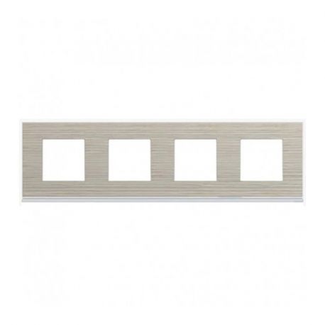 Plaque Hager Gallery - Horizontale - 4 postes - Latte - Entraxe 71mm