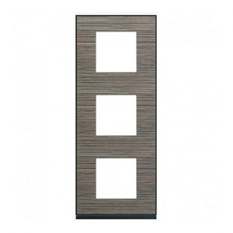 Plaque Hager Gallery - Verticale - 3 postes - Brun Pécan - Entraxe 71mm