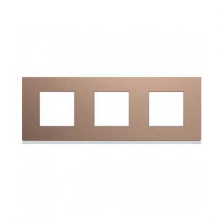 Plaque Hager Gallery - Horizontale - 3 postes - Rosé - Entraxe 71mm