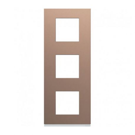 Plaque Hager Gallery - Verticale - 3 postes - Rosé - Entraxe 57mm