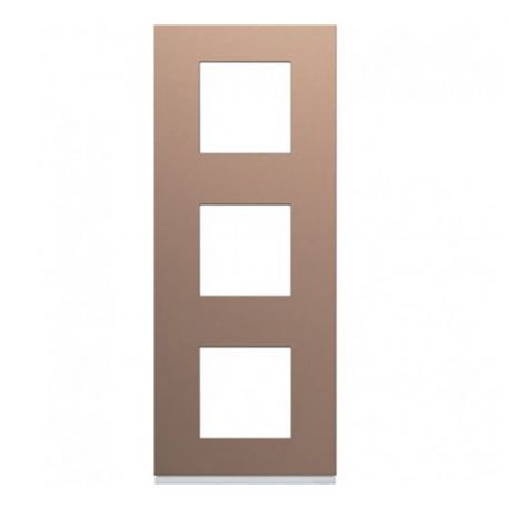 Plaque Hager Gallery - Verticale - 3 postes - Rosé - Entraxe 71mm