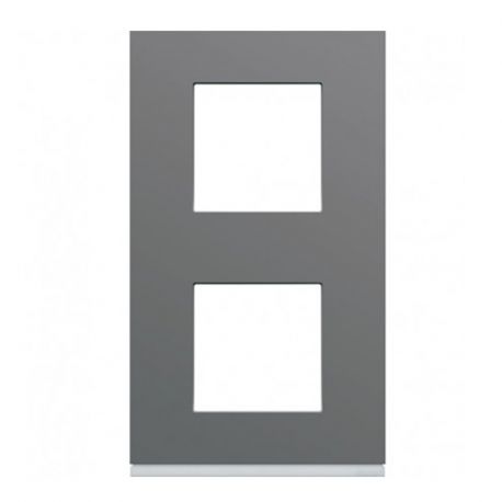Plaque Hager Gallery - Verticale - 2 postes - Taupe - Entraxe 57mm