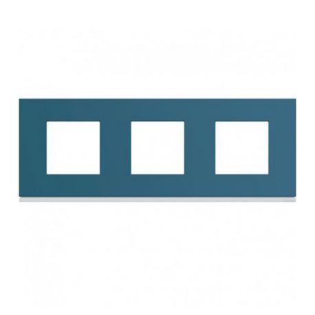 Plaque Hager Gallery - Horizontale - 3 postes - Bleu River - Entraxe 71mm