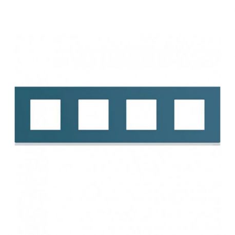 Plaque Hager Gallery - Horizontale - 4 postes - Bleu River - Entraxe 71mm