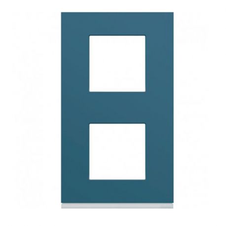 Plaque Hager Gallery - Verticale - 2 postes - Bleu River - Entraxe 71mm