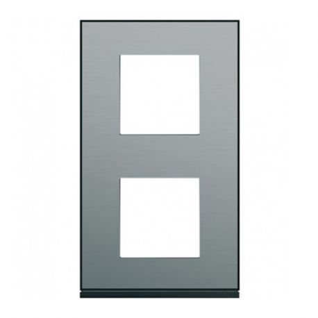 Plaque Hager Gallery - Verticale - 2 postes - Acier - Entraxe 57mm
