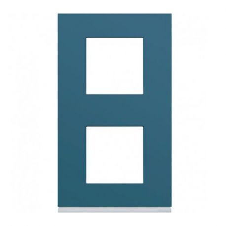 Plaque Hager Gallery - Verticale - 2 postes - Bleu River - Entraxe 57mm