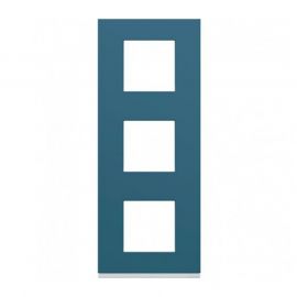Plaque Hager Gallery - Verticale - 3 postes - Bleu River - Entraxe 57mm