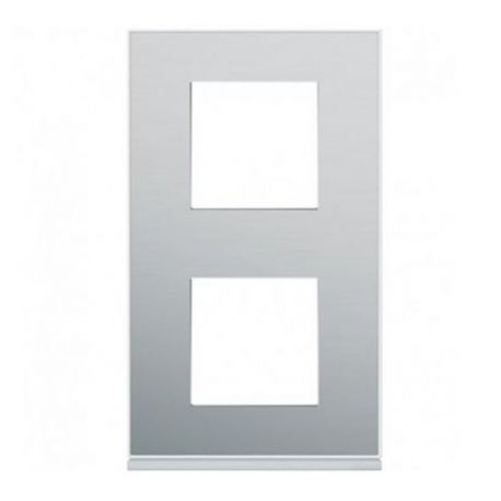 Plaque Hager Gallery - Verticale - 2 postes - Aluminium - Entraxe 57mm
