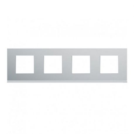 Plaque Hager Gallery - Horizontale - 4 postes - Aluminium - Entraxe 71mm