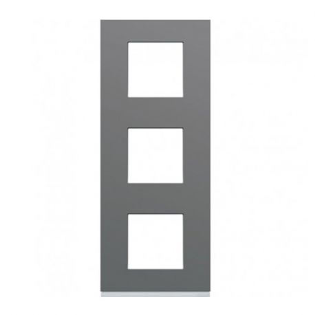 Plaque Hager Gallery - Verticale - 3 postes - Taupe - Entraxe 57mm