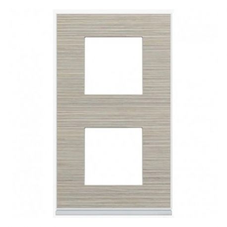 Plaque Hager Gallery - Verticale - 2 postes - Latte - Entraxe 57mm