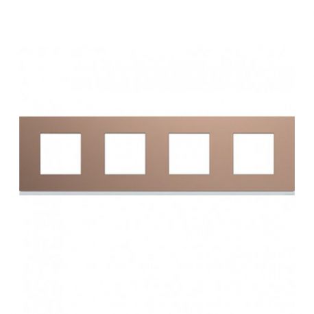 Plaque Hager Gallery - Horizontale - 4 postes - Rosé - Entraxe 71mm