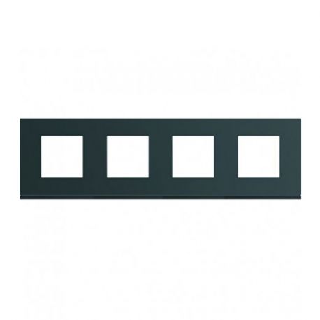 Plaque Hager Gallery - Horizontale - 4 postes - Anthracite - Entraxe 71mm