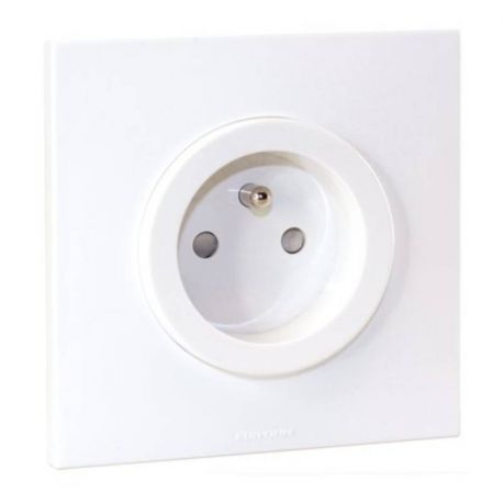 Prise de courant 2P+T Square Eur'Ohm - Complète - 16A - Blanc