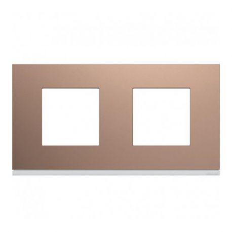 Plaque Hager Gallery - Horizontale - 2 postes - Rosé - Entraxe 71mm
