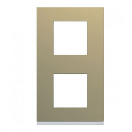 Plaque Hager Gallery - Verticale - 2 postes - Champagne - Entraxe 57mm