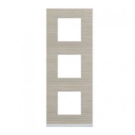 Plaque Hager Gallery - Verticale - 3 postes - Latte - Entraxe 71mm