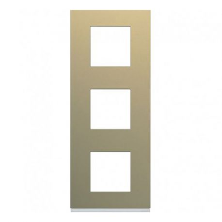 Plaque Hager Gallery - Verticale - 3 postes - Champagne - Entraxe 71mm