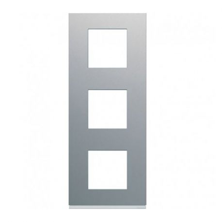 Plaque Hager Gallery - Verticale - 3 postes - Titane - Entraxe 71mm