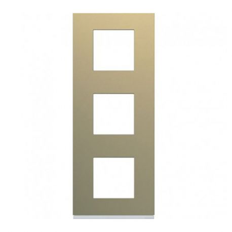 Plaque Hager Gallery - Verticale - 3 postes - Champagne - Entraxe 57mm