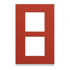 Plaque Hager Gallery - Verticale - 2 postes - Rouge églantine - Entraxe 57mm