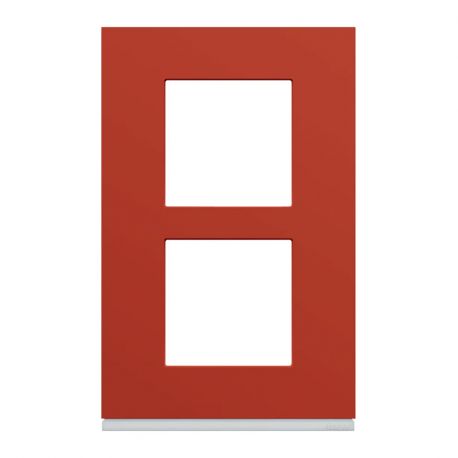Plaque Hager Gallery - Verticale - 2 postes - Rouge églantine - Entraxe 57mm