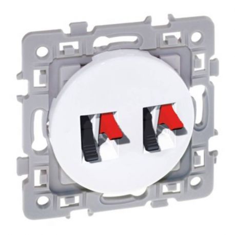 Double prise haut-parleur Square - 250V - Blanc
