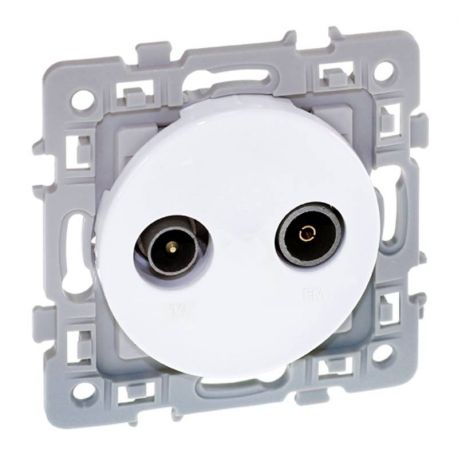 Prise TV+FM Square 1 poste - 250V - Blanc