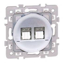 Double prise RJ45 Cat6 Grade3 Square - STP - Silver