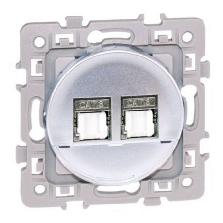 Double prise RJ45 Cat6 Grade3 Square - STP - Silver