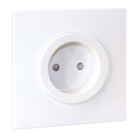 Prise de courant 2P Square Eur'Ohm - Complète - 16A - Blanc