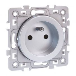 Prise de courant 2P+T Square 1 poste - 16A - Silver 