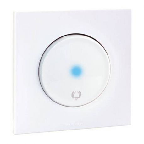 Bouton poussoir sonnette à voyant Square Eur'Ohm - Complet - Blanc