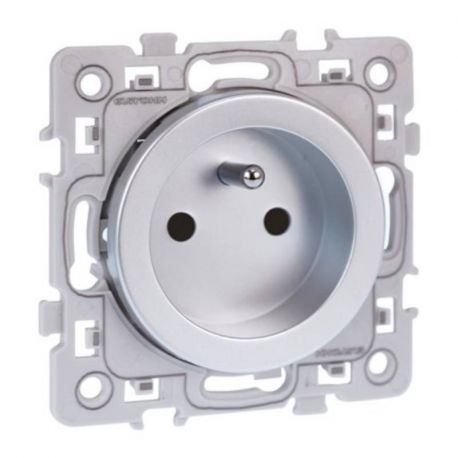 Prise de courant 2P+T Square - 1 poste - 16A - Silver