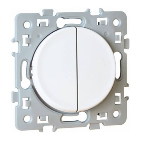 Double va-et-vient Square 1 poste - 10AX - 250V - Blanc - Avec griffes