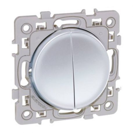Double Va-et-vient Square - 1 poste - 10AX - Silver