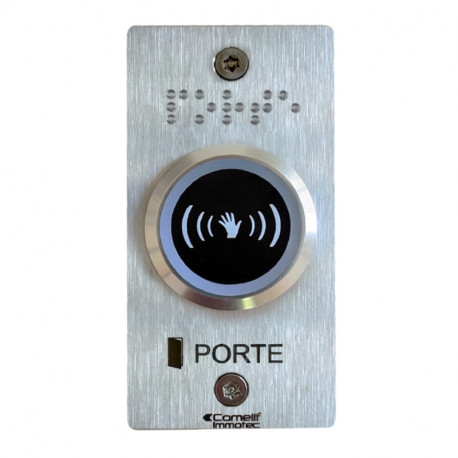 Bouton infrarouge lumineux sur façade inox 100x50 Comelit