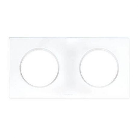 Plaque Square Eur'Ohm - 2 postes - Entraxe 71mm - Blanc