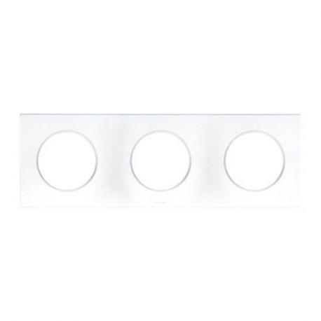 Plaque Square Eur'Ohm - 3 postes - Entraxe 71mm - Blanc