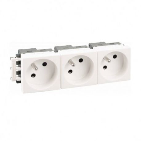 Bloc de 3 prises de courant 2P+T Optima Eur'Ohm - 16A - Blanc