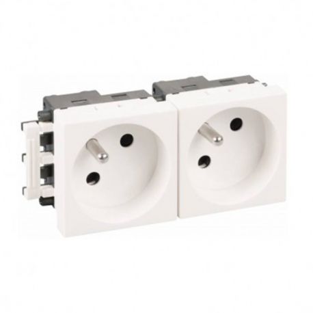 Bloc de 2 prises de courant 2P+T Optima Eur'Ohm - 16A - Blanc