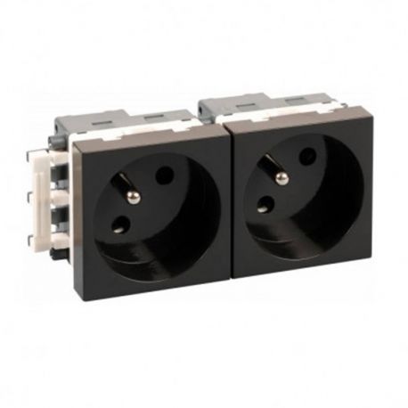 Bloc de 2 prises de courant 2P+T Optima Eur'Ohm - 16A - Noir