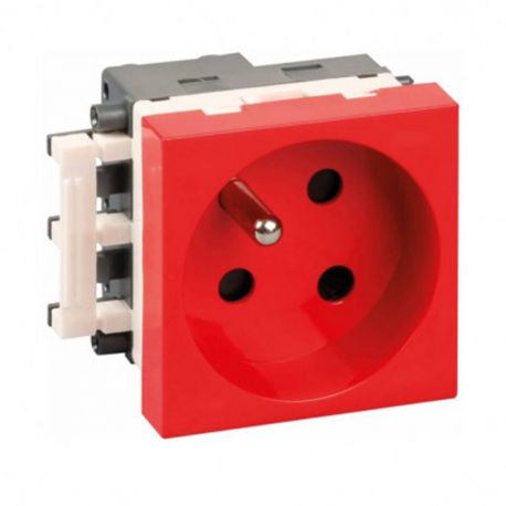 Prise de courant 2P+T Optima Eur'Ohm - A détrompage - 16A - Rouge